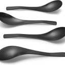HIWARE Matte Black Thick Heavy-Weight Soup Spoons, Stainless Steel Soup Spoons, Table Spoons, Set of 6