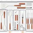 Homecor Utensil Drawer Organizer, Large Expandable Silverware Organizer for Kitchen Drawer, Cooking Utensils Tray Cutlery Flatware Holder with Removable Knife Blocks, Kitchen Gadgets Storage