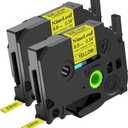 NineLeaf 2 Roll Black on Yellow Heat Shrink Tubes Label Tape Compatible for Brother HSe-621 HSe621 HS621 HS-621 for P-Touch PT1180 PTD200 PT1090 Label Maker - 8.8mm (0.34inch) x 1.5m (4.92ft)