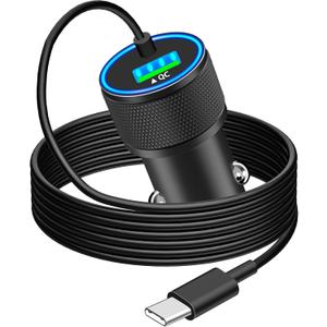 [Apple MFi Certified] iPhone 16 Fast Car Charger, KYOHAYA 75W USB-C PD&QC3.0 Power Cigarette Lighter USB Car Charger Adapter + 6FT Type-C Cable for iPhone 16 Pro/16 Plus/16 Pro Max/15/15 Pro/iPad Pro (Titanium Alloy Black)