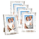 Distressed White 5x7 Picture Frame, Picture Frames 5x7 Wooden Picture Frames with Real Glass, Rustic 5 x 7 Photo Frame for Wall or Tabletop, Display Picture 4x6 with Mat or 5x 7 Without Mat (5 Pack)