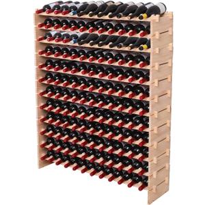 Wine Rack freestanding Floor Cabinet 144bottle Wood Stackable Storage Modular Wine Holder Display Shelves, 46""X 11.6"" X 55.5"