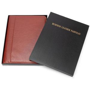 Padfolio Portfolio Leather Binder, Interview Legal Document Organizer, Business Card Holder Included Letter Sized Writing Pad (Brown)