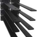 8 Pack  12 inch Black Hidden L Shelf Bracket (1/5 Inch Thicked) Iron Floating Shelf Brackets Rustic Industrial Metal Brackets for Shelf Support