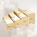 Purse Display Stand, 4 Pcs Large Stainless Steel Gold Risers Display Stands for Food Dessert Cupcake Shoe Perfume Jewelry Handbag Purse Figure