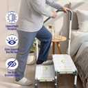 Extra Long Step Stool with Handle for Elderly(22 Inch), Heavy Duty 2 Stepping Stool with Adjustable Handrails for High Beds, Non-Skid Platform Foot Stool for Adults, Seniors, Handicapped (White)