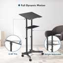 BONTEC Lecterns & Podiums Portable Mobile Standing Laptop Desk, Height Adjustable, Sit Stand, Home Office Classroom Pulpit Stand Up Desk Workstation, Rolling Table Laptop Cart with Storage Tray