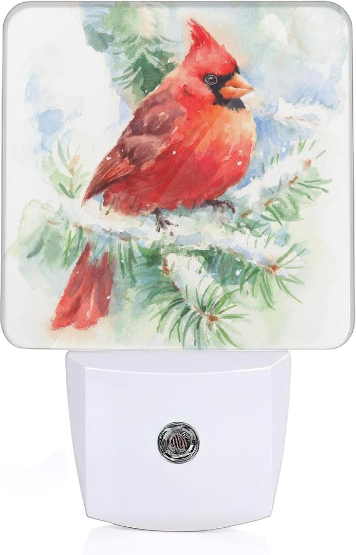 YASHILAIYA Bird Cardinal Night Light,Night Lights Plug into Wall LED Dusk to Dawn Light Sensors Indoor Home Decor Winter Christmas NightLights for Bedroom Stairs Kitchen Hallway for Girls Women