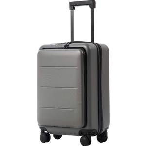 COOLIFE Luggage Suitcase Piece Carry On ABS+PC Spinner Trolley with pocket Compartmnet(Titanium gray, 20in(carry on))
