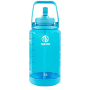Takeya Tritan 64 oz Motivational Water Bottle with Straw Lid - Durable, BPA-Free - With Time Marker - Leakproof & Non-Slip Bumper - Breezy Blue