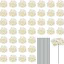 MECCANIXITY Silk Artificial Hydrangea Flowers, White Artificial Flowers Heads with Stems, Full Hydrangea Flowers for Wedding Centerpieces, Party Decoration 30 Set