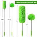 Cobweb Duster with Extension Pole, Washable Cleaning Duster Set with 2 Duster Heads, Corner Brush, 15-110-Inch Telescoping Pole for high Ceiling Fans, Long Duster for high CeilingsSpider Web Brush