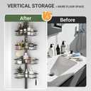 Corner Shower Caddy Tension Pole, 4-Tier Stainless Steel Rustproof Bathroom Shower Organizer47-114Inch Height Adjustable Shower Shelves, No-Drill Required Black