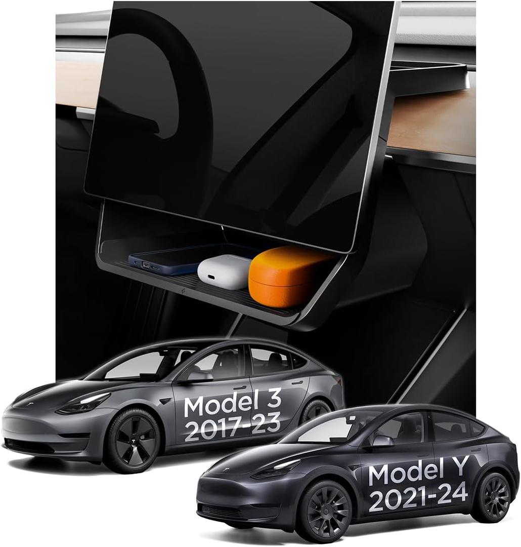 Spigen Under Screen Storage Organizer for Tesla Model Y (2020-2024) & Model 3 (2017-2023) [Not Compatible with Model Y Juniper 2025/26 & Model 3 Highland 2024/25]