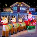 12 Feet Long Christmas Inflatables Santa Claus with Three Reindeer Built-in LED Lights, Blow Up Christmas Outdoor Decorations for Xmas Party Holiday Outdoor Garden Lawn Yard Decor