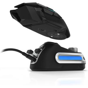 Fanxoo G-Power Charging Dock for Logitech G502 G502X Plus GPW G903 G703 Wireless Mouse with RGB Light and Computer Volume Control knobDoes not Include Mouse (Black)