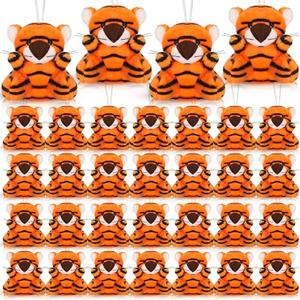 Shappy 12 Pcs Mini Animal Plush Toys Small Stuffed Animals Bulk Cute Tiny Plushies Keychains for Gift Carnival Party Prize (Tiger)