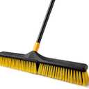Yocada 24 inch Push Broom Brush 65.3 inch Long Handle Stiff Bristles Heavy-Duty Outdoor Commercial Broom for Cleaning Bathroom Kitchen Patio Garage Deck Concrete Wood Stone Tile Floor