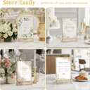 EHWINE 12 Pack Acrylic Sign Holder 5 x 7, Double Sided Gold Picture Frame Stand up Table Top Sign Holders, Clear Display Stand Menu Flyer Holder for Wedding Party (Provide Non-slip Mats)
