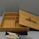 Smores Kit | Custom Bamboo Box with 6 Piece Smores Sticks for Fire Pit Outdoor | Attractive Portable Smores Kit for Fire Pit Outdoor or Indoor Smores Kits | Smore Kit with Smore Sticks