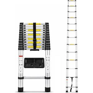 16.5 FT Telescoping Ladder Aluminum Lightweight Extension Ladder Heavy Duty 300lbs Max Capacity, Multi-Purpose Collapsible Retractable Ladder for Home, RV, Attic or Outdoor Work