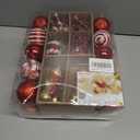 SHareconn 65pcs Christmas Tree Ornaments Set, Shatterproof Christmas Gingerbread Man Balls Bulk Gift Boxes, Hanging Plastic Decorative Baubles for Xmas Trees Decorations, Holiday Party, Red White (65CT)