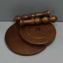 Round Side Table for Small Spaces, Drink Table with Oak Wood Pedestal, Modern End Table Nightstand for Living Room, Bedroom, Office, and Corners, Tool-Free Assembly, Brown