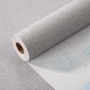 Haimin Grasscloth Wallpaper Peel and Stick 20.9in X 393in Fabric Contact Paper Wall Paper Textured Wallpaper Horizontal Stripes Look Self-Adhesive Thick Vinyl Embossed (Grey White)