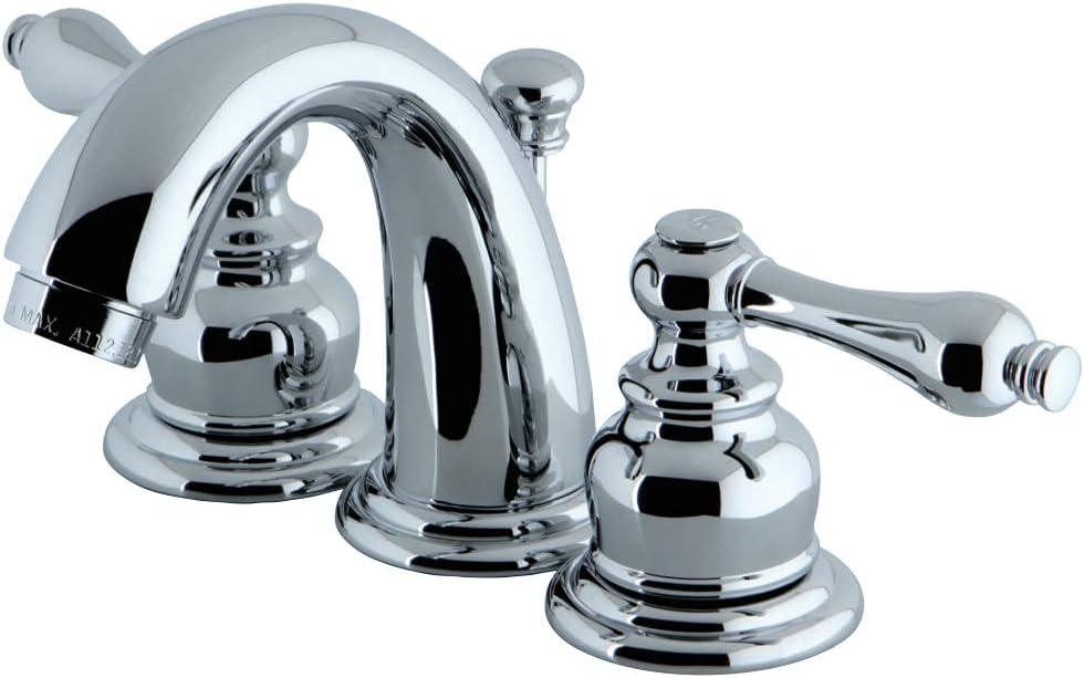 Kingston Brass KB911AL Victorian Mini Widespread Lavatory Faucet with Brass Pop-Up, Polished Chrome, 4-Inch Adjustable Center