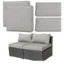 5 Pcs Rattant Sofa Cushion Covers 4x Seat Covers, 3 x Long Back Covers 2x Short Back Covers Grey