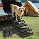 Veehoo Foldable Dog Steps for Car Truck, 4 Steps Collapsible Dog Stairs for Car Large Dogs 17" Wide, Heavy Duty Outdoor Pet Ramp Ladder Portable with Non Slip Surface for Dogs, Support up to 200 lbs