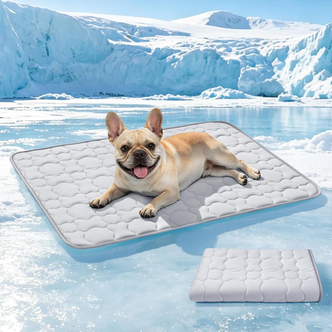 Mora Pets Dog Cooling Mat Pet Cooling Pad for Dogs & Cats Q-Max>0.5, Breathable Washable Self Cool Dog Mat for Indoor Floors, Crate, Sofa & Outdoor Use, Non Gel Summer Ice Silk Cold Pad Medium 36x27