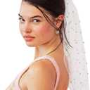 xo, Fetti Bachelorette Party Pearl Bridal Veil | Headband Decorations, Bride To Be Gift, Wedding (White)