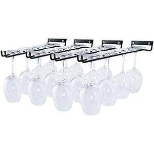 AMUFYSHH 8 Packs 12 Inch Wine Glass Racks Cup Wall Mounted Stemware Hanging Wine Glasses Holder Under Cabinet Wire Wine Decor Racks