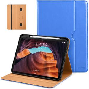 DTTO for iPad (A16) 11th Generation Case 11 Inch 2025, iPad 10th Generation Case 10.9 Inch 2022, Premium Leather Business Folio Stand Cover with Pencil Holder - Auto Wake/Sleep, Royal Blue