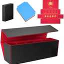 Hipoocok 2 in 1 Card Deck Box for Trading Cards, Unfolded MTG Commander Card Can be Used as a Playmat, Leather Magnetic Storage Box Holds 800+ Single Sleeved Cards, Fits for TCG CCG Magic (Pack 2)