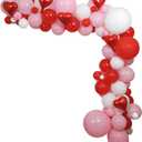 Valentines Red Pink White Party Balloons Arch, 110 PCS Valentines Color 18" 12" 5" Balloons Red Heart Foil Balloons for Girls Bday 1st 2nd 3rd 16th 18th 21st 30th Bridal Shower Bride to Be Decor
