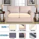 H.VERSAILTEX Super Stretch Individual Seat Cushion Covers Sofa Covers Couch Covers Slipcover Sets Thick Jacquard Textured Twill Fabric (2 Piece Medium Sofa Cushion Covers, Cream)
