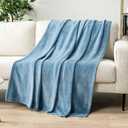 PAVILIA Dusty Blue Fleece Throw Blanket for Couch, Light Slate Blue Super Soft Fuzzy Flannel Throw for Sofa, Luxury Plush Microfiber Bed Blanket, Cozy Home Decorative Velvet Gift Blanket, 50x60