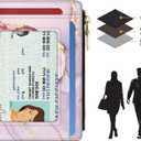 small wallet women, RFID thin wallet for women, thin ladies credit card holder (Pink Marble 1)