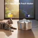 SARPAWS Cat Water Fountain Stainless Steel74oz/2.2L Water Fountains for Cats Indoor, Cat Fountains for Drinking, Ultra-Quiet, Water Level Window, Pet Water Fountain - 2 Filters + 2 Sponges