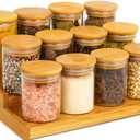 OrdiZen Home - Bamboo Spice Rack Organizer with 10 Glass Jars - Premium Kitchen Cabinet & Countertop Complete Set - Eco-Friendly & Gift-Ready