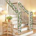 Betylifoy 2 Pack 12Ft Pink Flower Garland Artificial Eucalyptus Flower Garlands Fake Peony Rose Floral Vines Silk Hydrangea Hanging Vine Greenery Garland for Wedding Party Table Wall Backdrop Decor