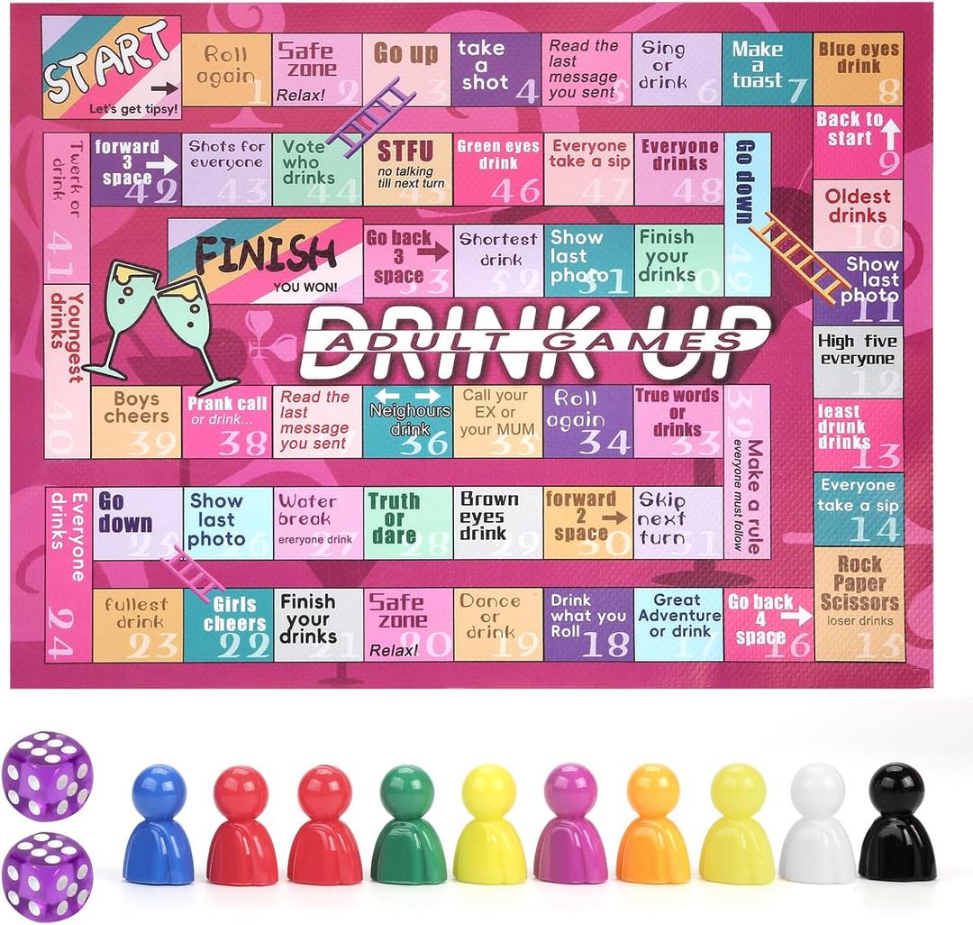 2 x Drinking Board Games for Adults, Waterproof Leather Mat Drinking Board Game, Fun Party Interactive Drinking Games for Game Night, Bachelorette Parties, Birthday, Age 21+, 2-8 Players