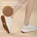 Womens Platform Sneakers Comfortable Casual Arch Casual Tennis Walking Shoes White Beige US 6