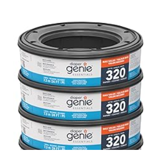 Diaper Genie Essentials Round Refill Pack of 3 | Holds Up to 960 Newborn Diapers | Features Unscented Continuous Film | Compatible with Diaper Genie Complete and Expressions Pails