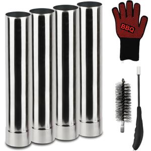 KOMCLUB Stove Pipe Stainless Steel Flue Chimney Extension Stove Pipe 4 pcs Straight Chimney Tube Set for Wood Stoves, Fireplaces, Furnaces, Boilers, Stoves, Ranges, Water Heaters 2.36" x 45.47"