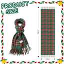 Winter Checkered Scarf for Women, Soft Feel Plaid Womens Scarfs with Fringe, Green Red Long Blanket Scarf