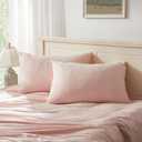 Household 100% Jersey Cotton Pillowcase 20x36-Light Weight, Comfortable, Super Soft Pillow Case with Envelope Closure Set of 2 (Heathered Pink, King Size Pillowcase)