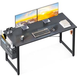 ODK Computer Desk Large Office Desk, 48 Inch Writing Desk with Storage, Modern PC Desk Work Table with Headphone Hook for Home Office, Black
